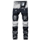 Ground Jeans Casual Mid Waist Straight Pants Men's Ripped Jeans